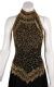 A-Line Halter Neck Beaded Dress. in Back/Gold closeup
